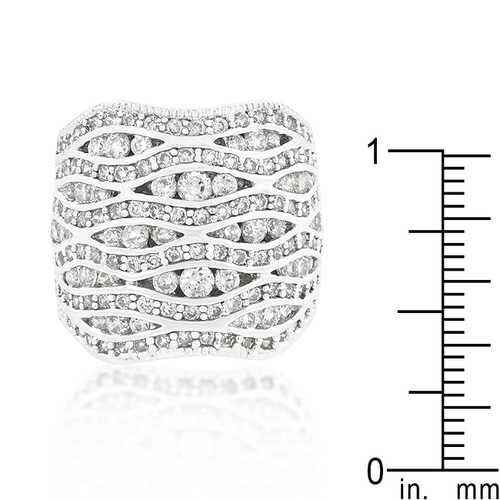 Elegant Cubic Zirconia Pave Abstract Ring for Women - Sparkling Fashion Jewelry for Parties, Weddings & Special Occasions