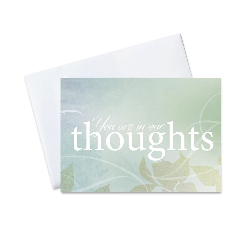 Sympathy Greeting Cards - 'You Are in Our Thoughts' Condolence Cards Set | 25 Premium 5x7 Inch Cards & 26 White Envelopes (S1603) | Perfect for Funeral, Memorial Services & Comforting Loved Ones
