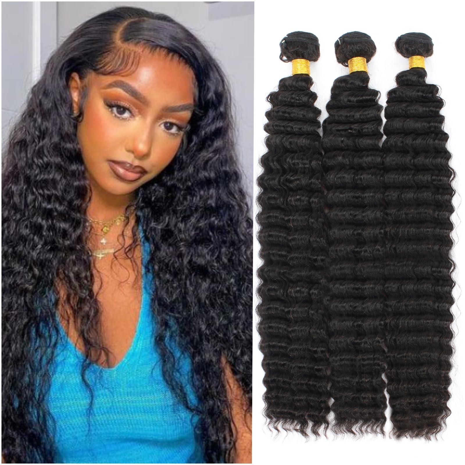 12A Brazilian Deep Wave Human Hair Bundles 20