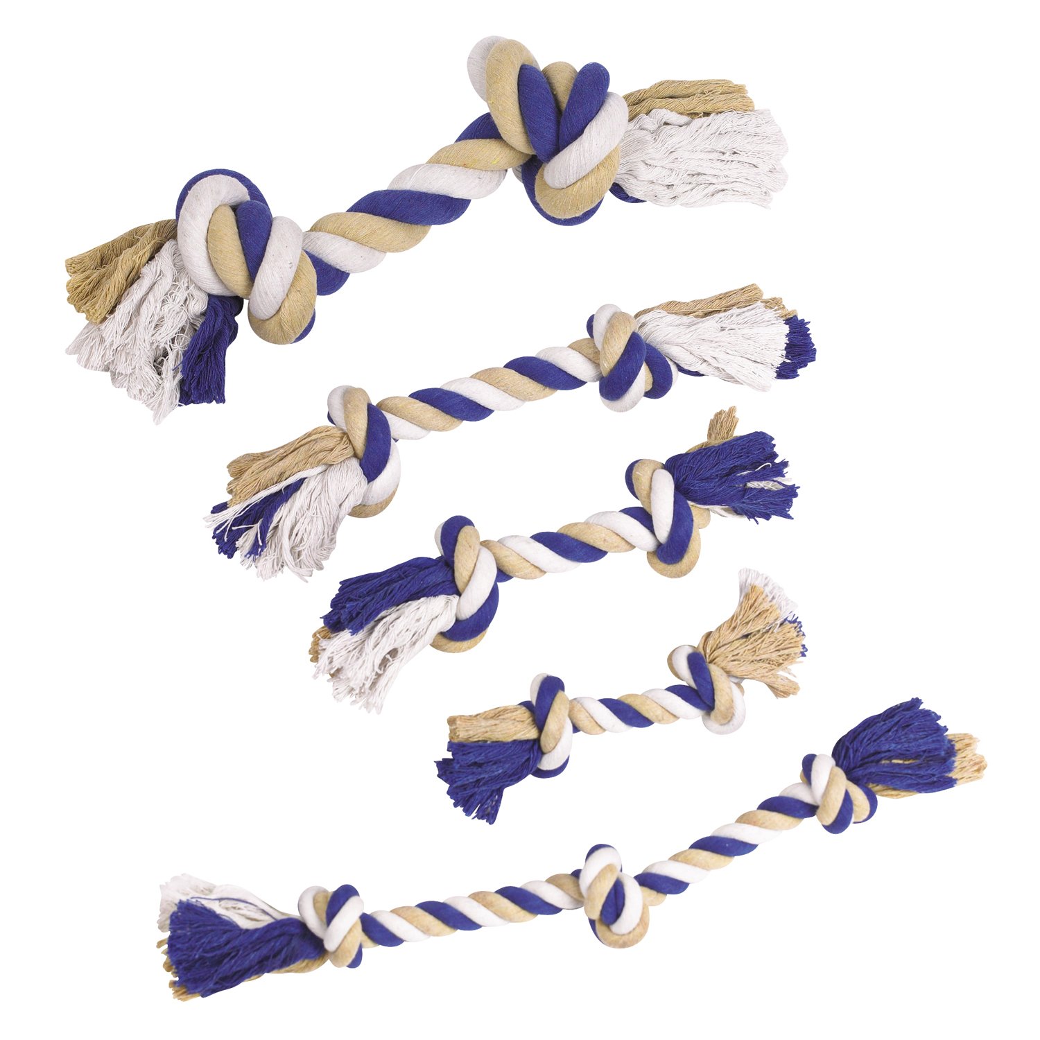 Durable Rope Bones Dog Chew Toys for Aggressive Chewers - Blue, 8 Inch - Perfect for Teething Puppies & Dental Health