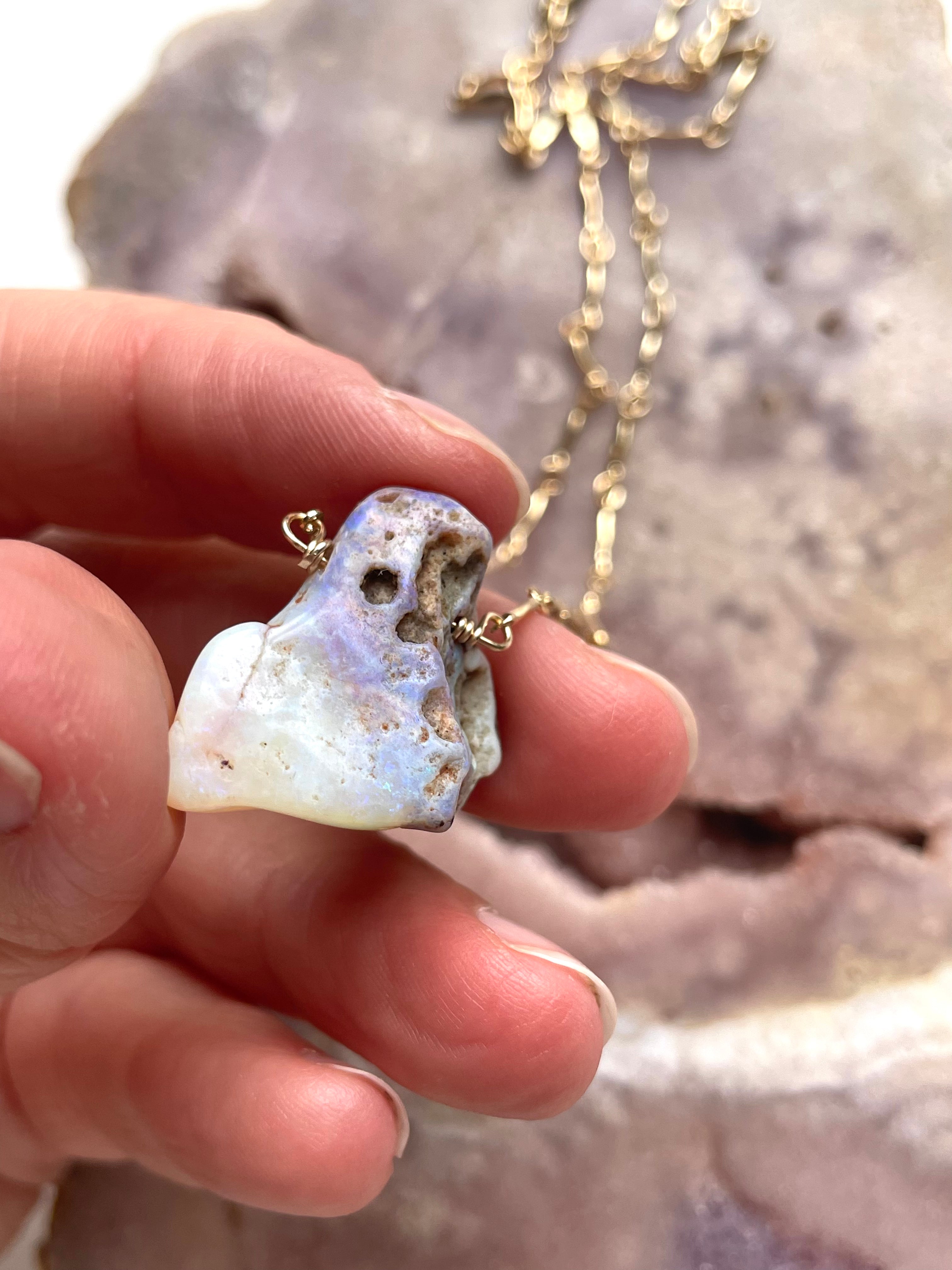 Genuine Australian Opal Necklace - Natural Raw Opal Jewelry for Women - Perfect for Weddings, Parties & Special Occasions