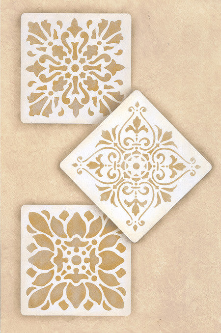 Renaissance Tile Stencils Set A - 12-Piece Reusable Stencil Kit for DIY Home Decor, Wall Painting & Floor Design | Perfect for Mosaic Patterns, Bathroom Renovation & Craft Projects