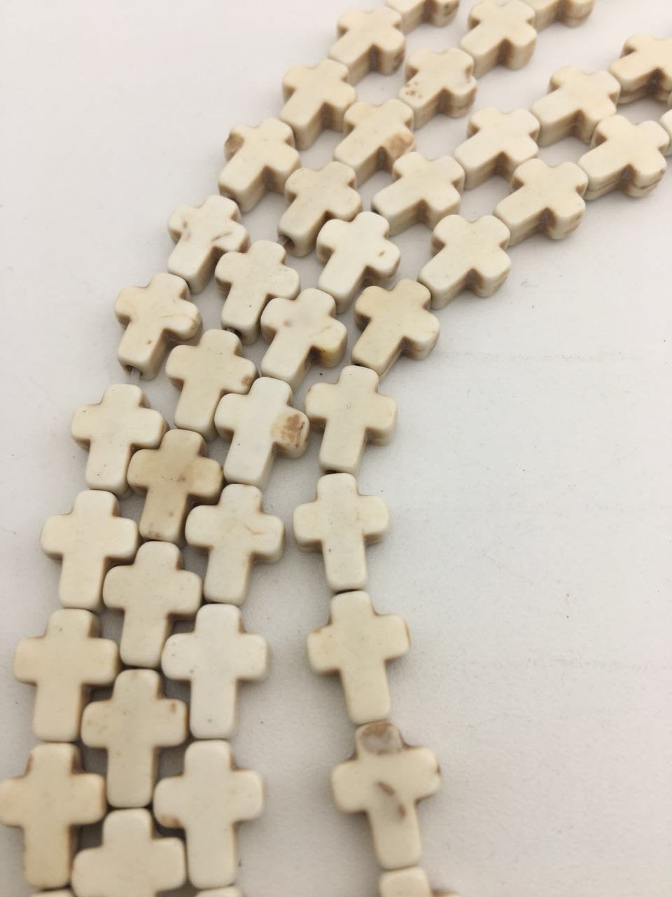 Natural Howlite Turquoise Cross Beads - 8x10mm Blue or White Gemstone Beads - 15.5 Inch Strand for Jewelry Making, DIY Bracelets & Necklaces - Perfect for Boho, Spiritual & Healing Crystal Designs