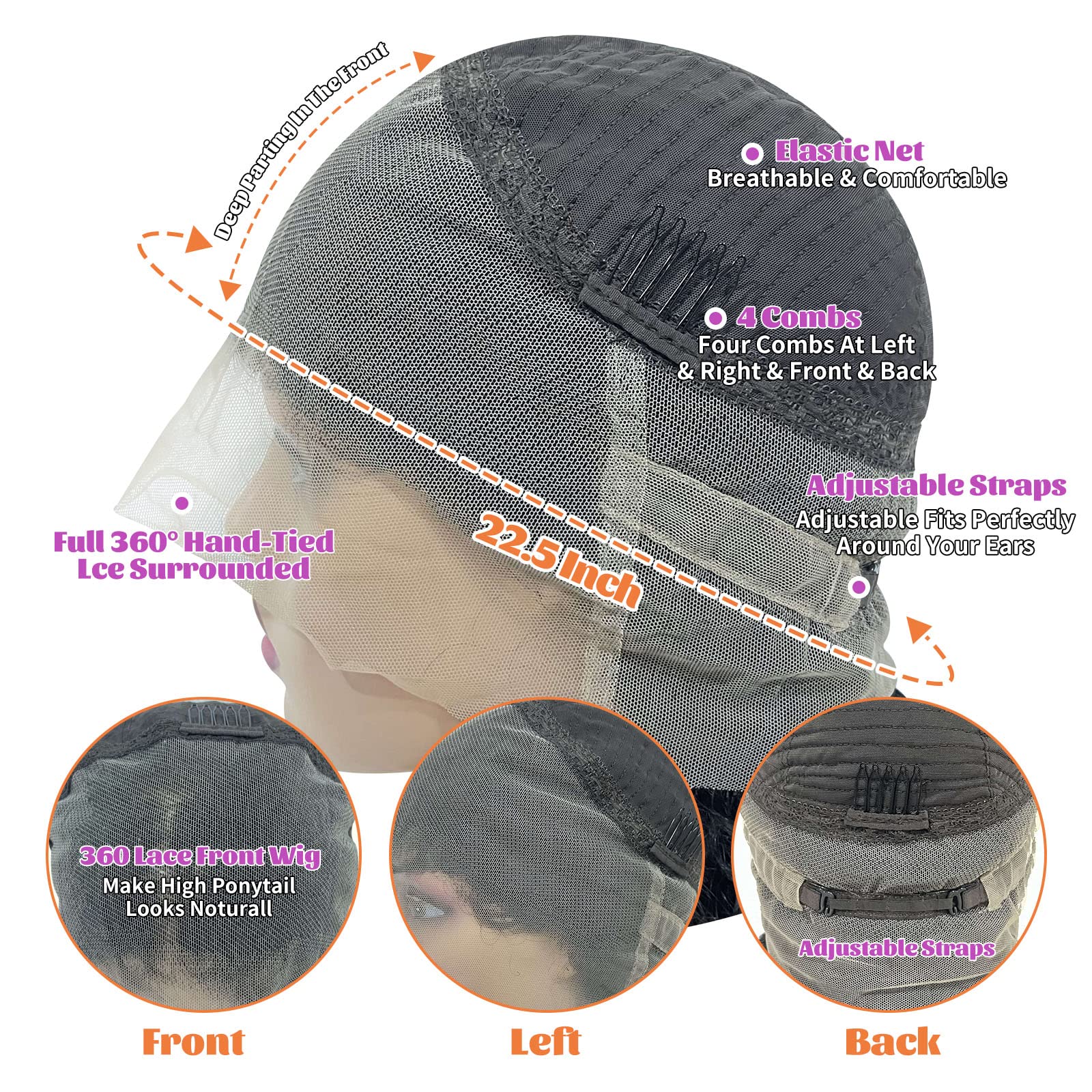Lovigs 360 Lace Front Wigs Human Hair - Body Wave Full Lace Wig with HD Transparent Lace & Pre-Plucked Baby Hair - 180% Density Natural Color (24 Inch) for Women - Perfect for Daily Wear, Cosplay, and Special Occasions