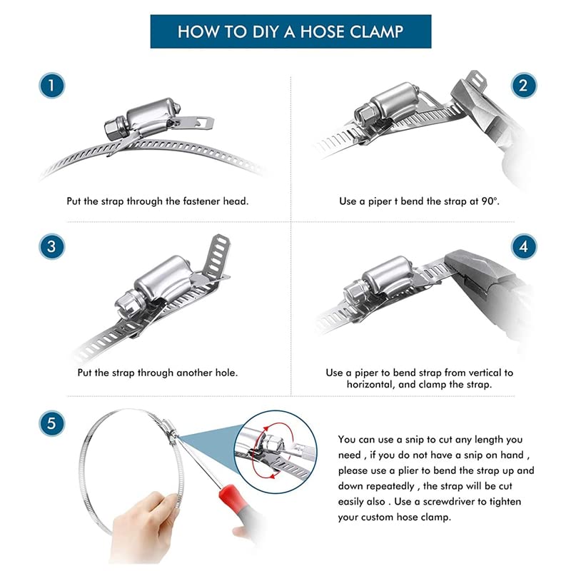 Stainless Steel Hose Clamps - Adjustable Worm Drive for Pipes & Hoses