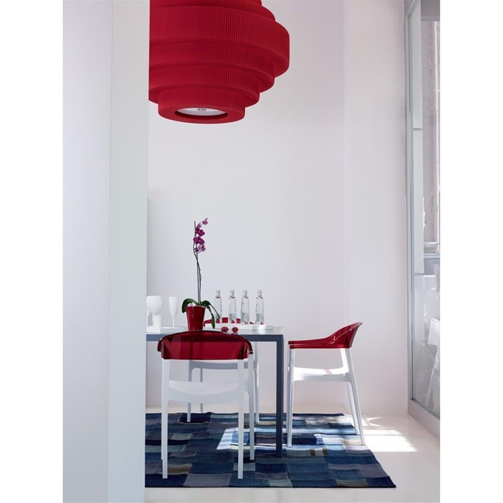 Modern Dining Chairs Set of 2 - White Seat & Transparent Red Back - Mid-Century Style Accent Chairs for Kitchen, Dining Room, or Office - Comfortable & Stylish Home Decor
