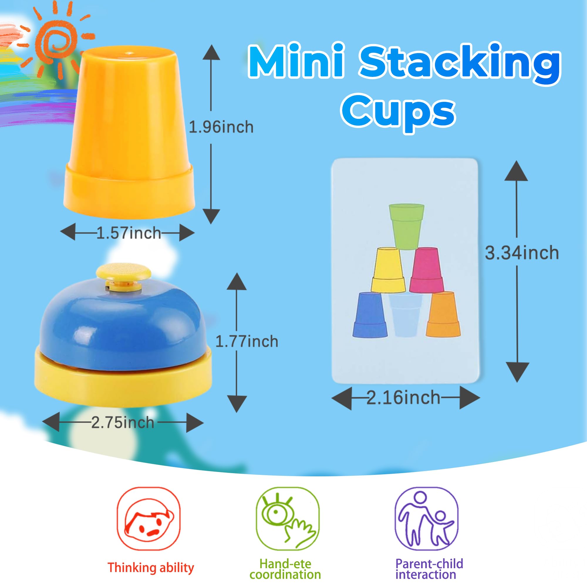 Quick Stacking Cups Set - Kids Speed Training Game with 54 Cards & Bell for Family Fun