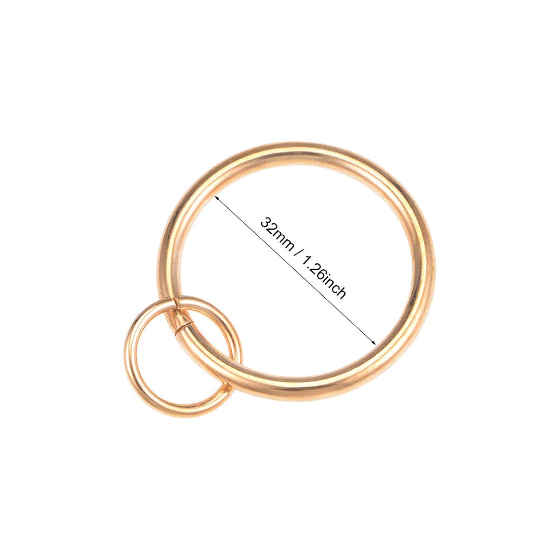 uxcell 32mm Inner Diameter Metal Curtain Rings - Light Gold Tone Drapery Hooks for Rods (7 Pack) - Perfect for Hanging Sheer, Blackout & Decorative Curtains in Living Room, Bedroom & Dorm