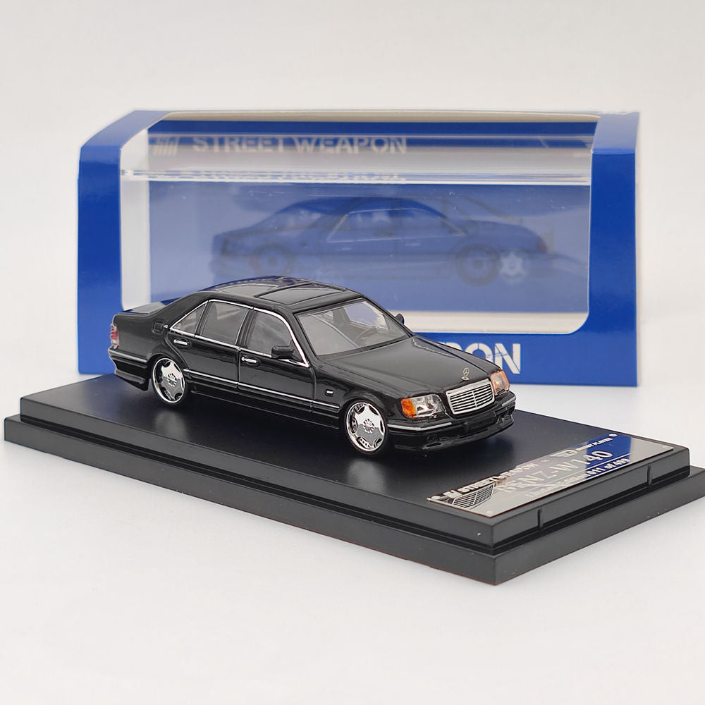 1/64 Scale Street Weapon Benz W140 S600 Black Limited Edition Diecast Model Car - Only 499 Made - Perfect for Collectors & Car Enthusiasts - Great for Display, Gifts, and Toy Car Racing Scenes