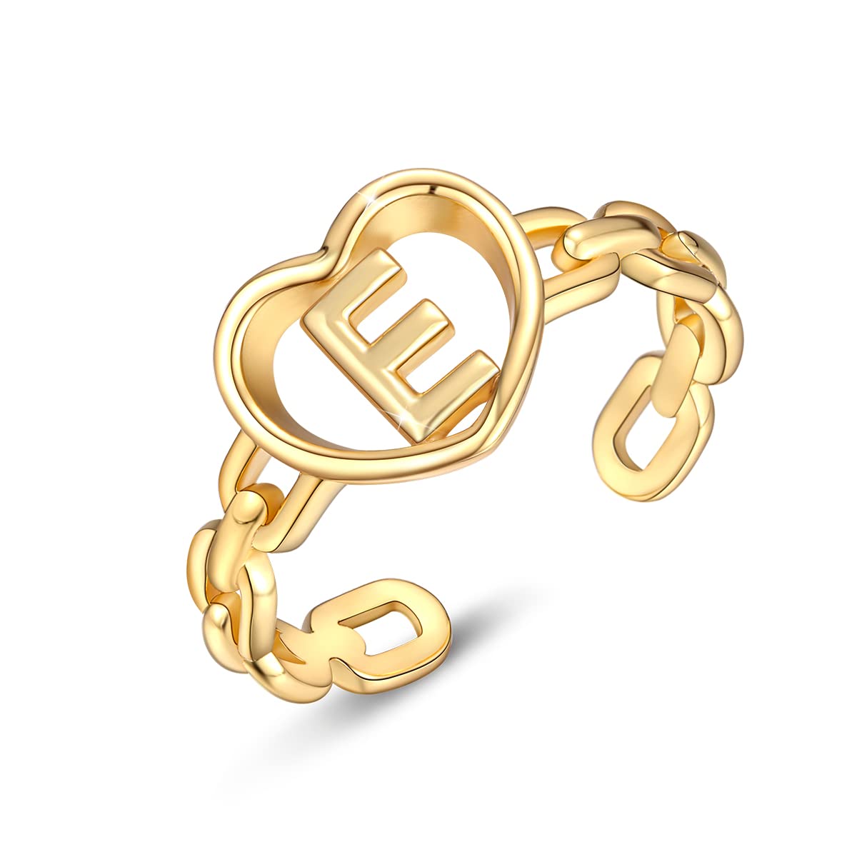 PEARLOVE 925 Sterling Silver Adjustable Initial Rings for Women - Personalized A-Z Alphabet Stackable Rings for Everyday Wear, Gift Giving & Layering Jewelry