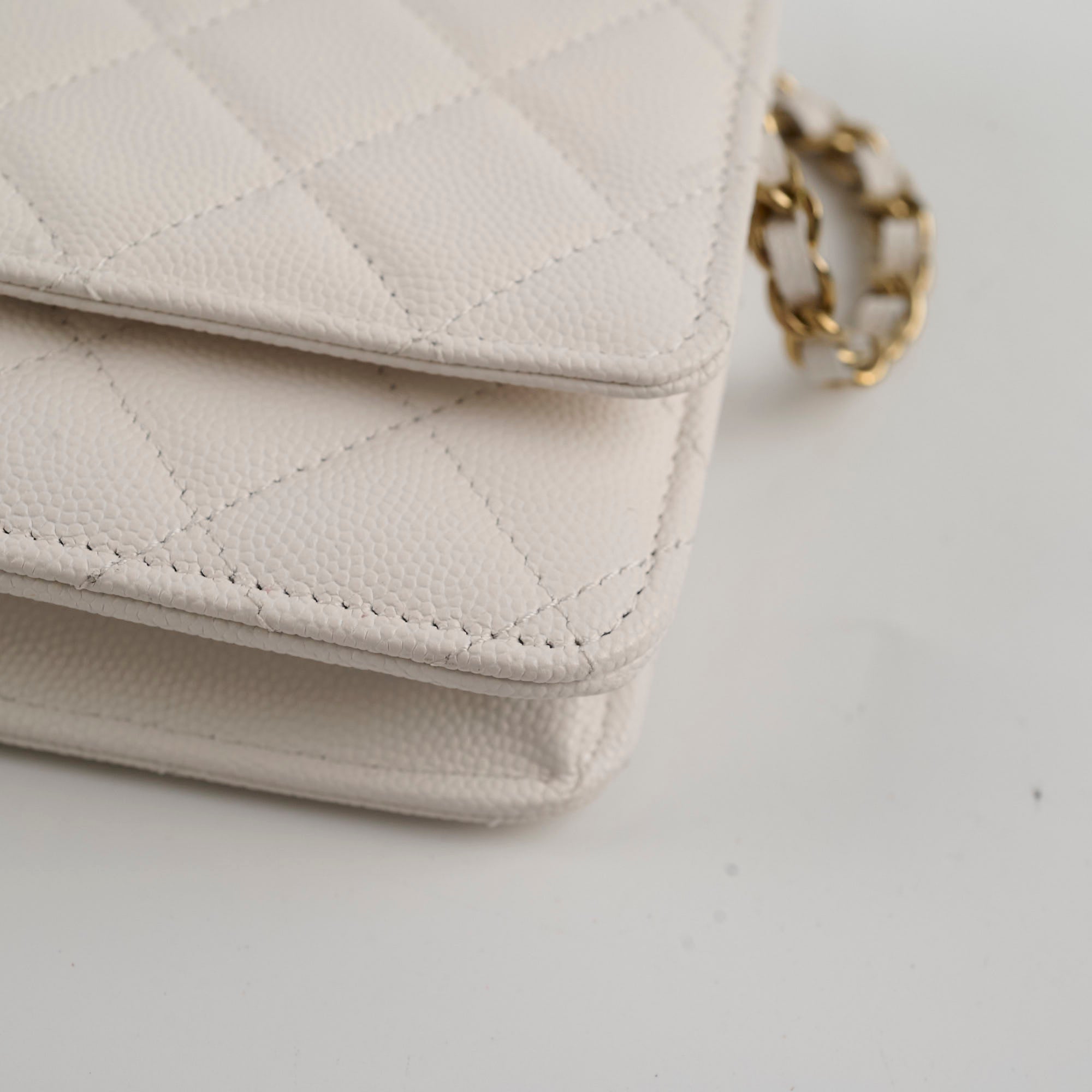 Chanel Caviar Leather Wallet On Chain Crossbody Bag - White with Microchip - Perfect for Evening Events, Parties & Luxury Fashion Accessories