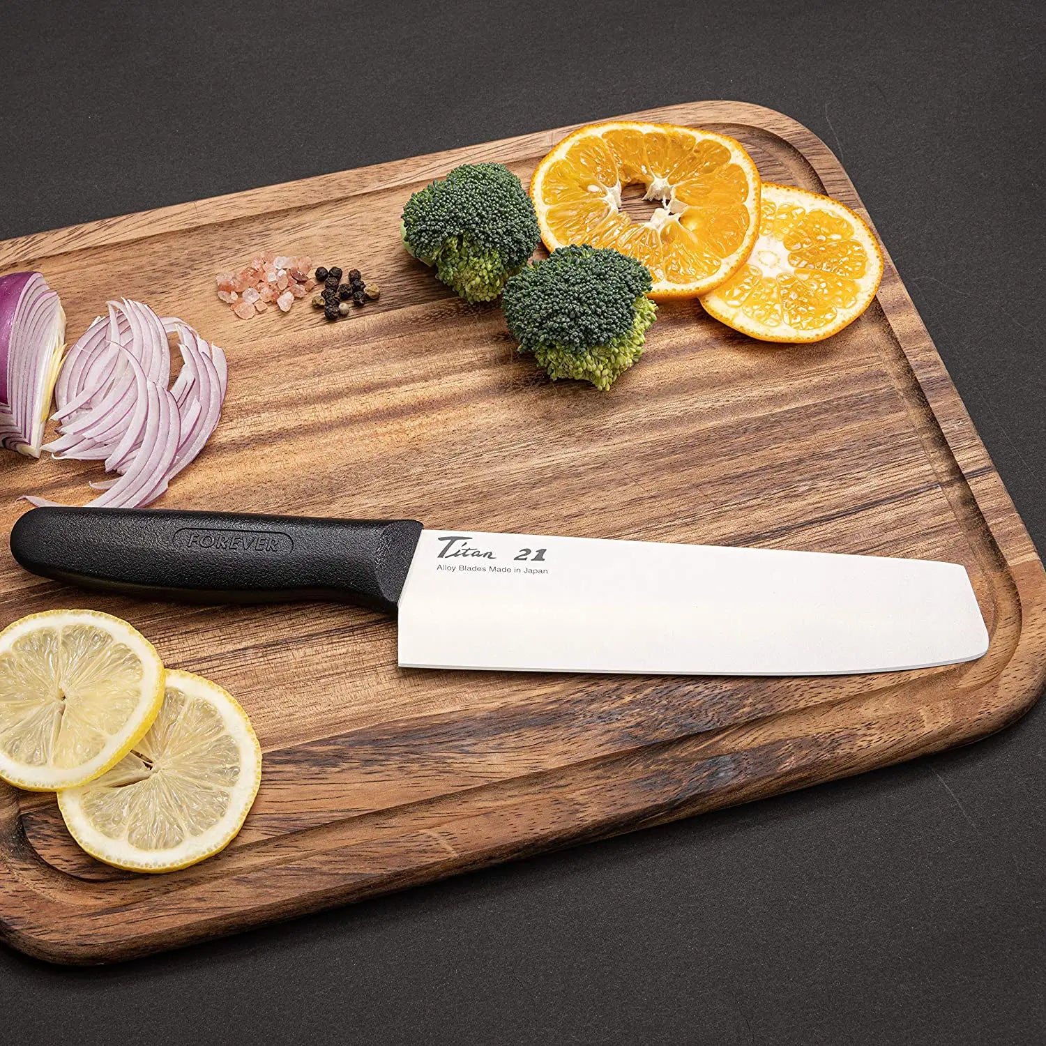 Forever Titanium Hybrid Nakiri Knife - Ultra Sharp Japanese Vegetable Knife for Professional Chefs & Home Cooking | Perfect for Chopping, Slicing & Dicing Vegetables