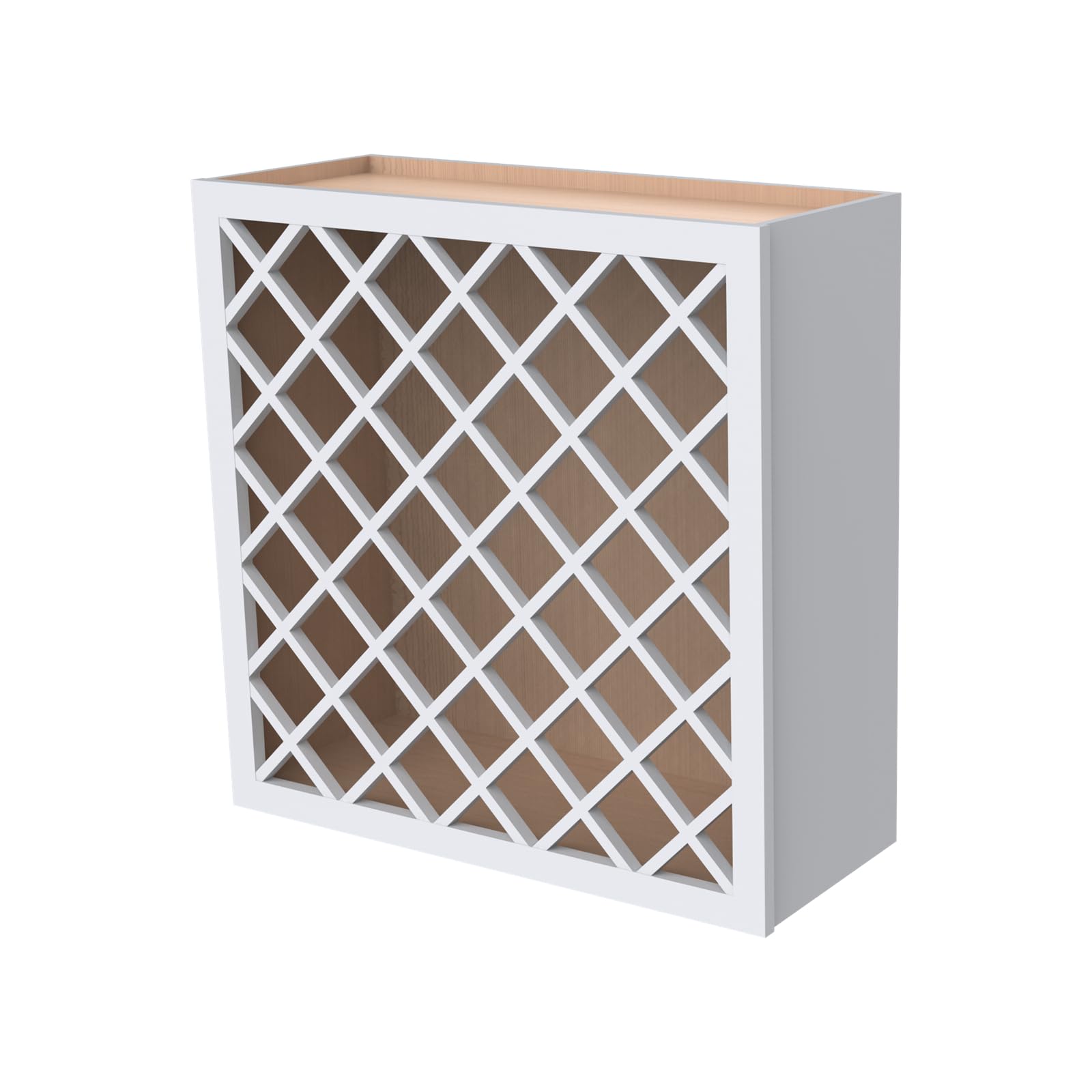 Solid Wood RTA Wine Bottle Rack Wall Cabinet with Lattice Panels - 24