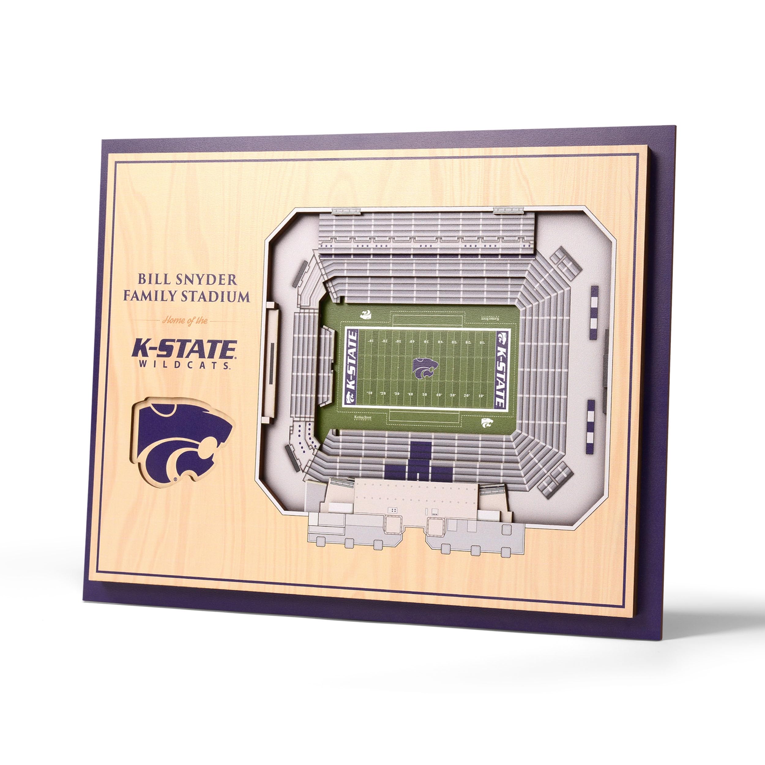YouTheFan NCAA Kansas State Wildcats 5-Layer 3D Wall Art - Bill Snyder Family Stadium Decor for Game Room, Man Cave, Sports Bar & College Football Fan Gifts