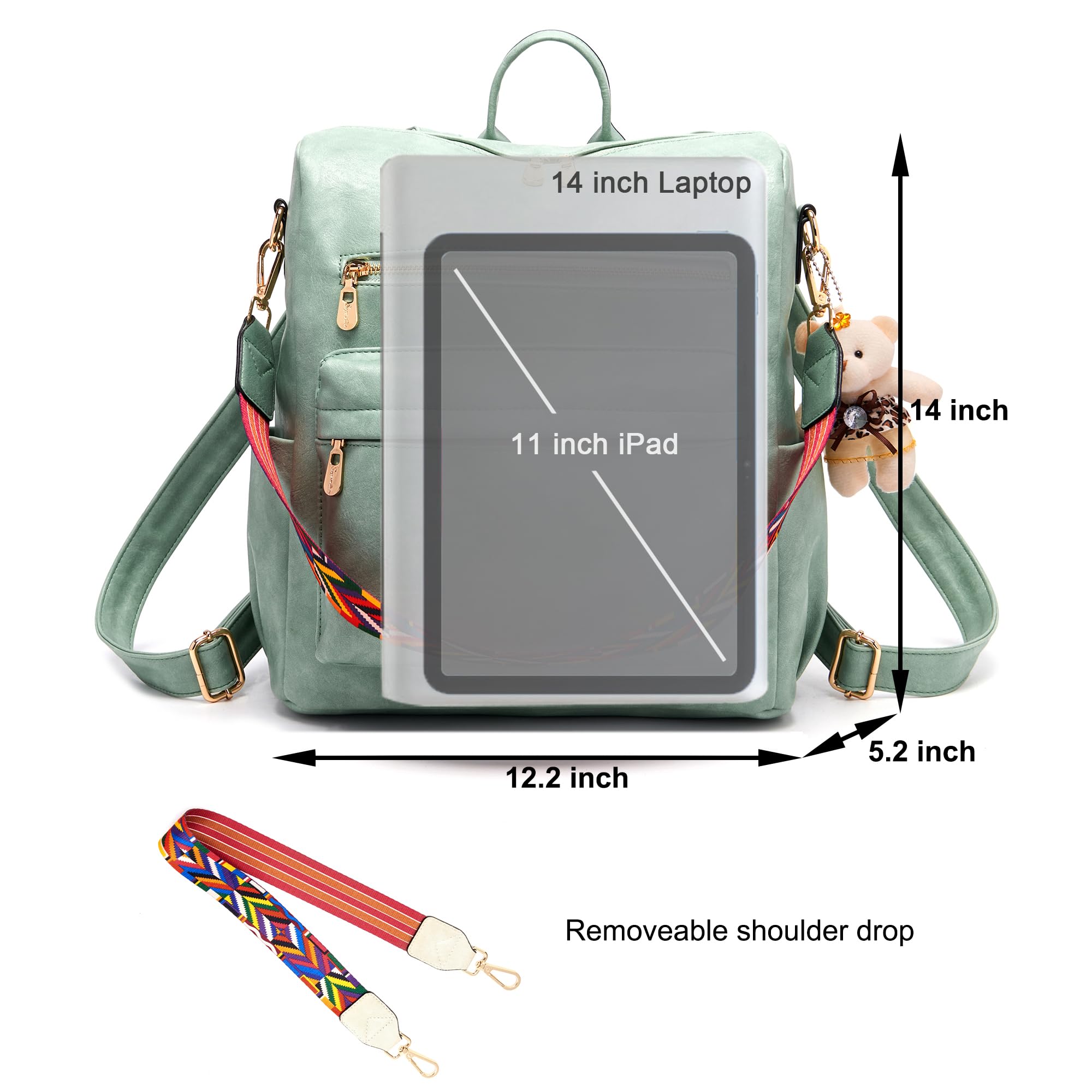 Soperwillton Women's PU Leather Backpack Purse - Travel & Daily Use
