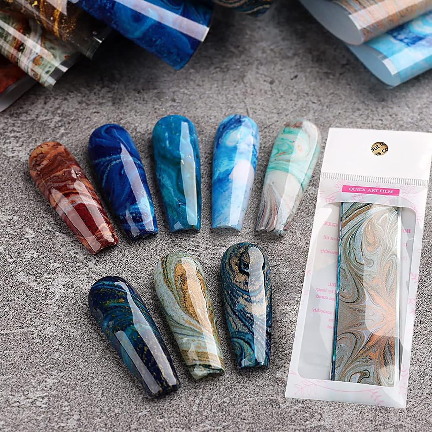 Holographic Nail Foils Transfer Sheets for Nail Art - 10 Pack Starry Sky Design DIY Nail Stickers & Decals | Perfect for Manicures, Salon Use, and Home Nail Decoration