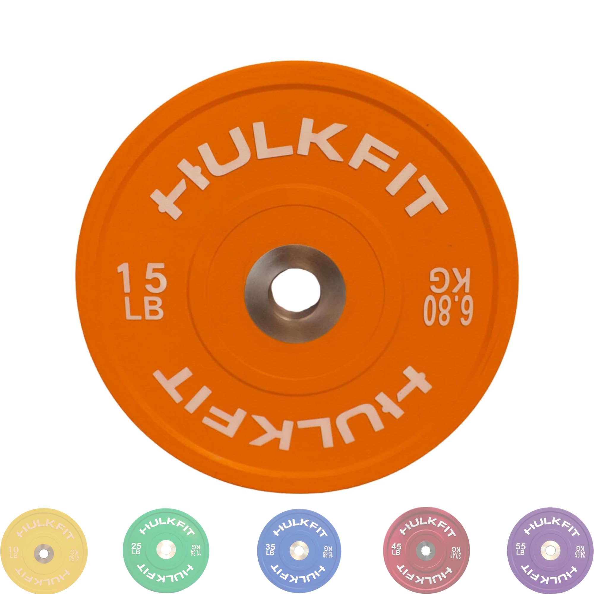 HulkFit 2-Inch Olympic Bumper Plates - Shock Absorbing Low Bounce Weight Plates for CrossFit, Powerlifting & Strength Training - Black & Multicolor - Perfect for Home Gyms & Commercial Fitness Centers