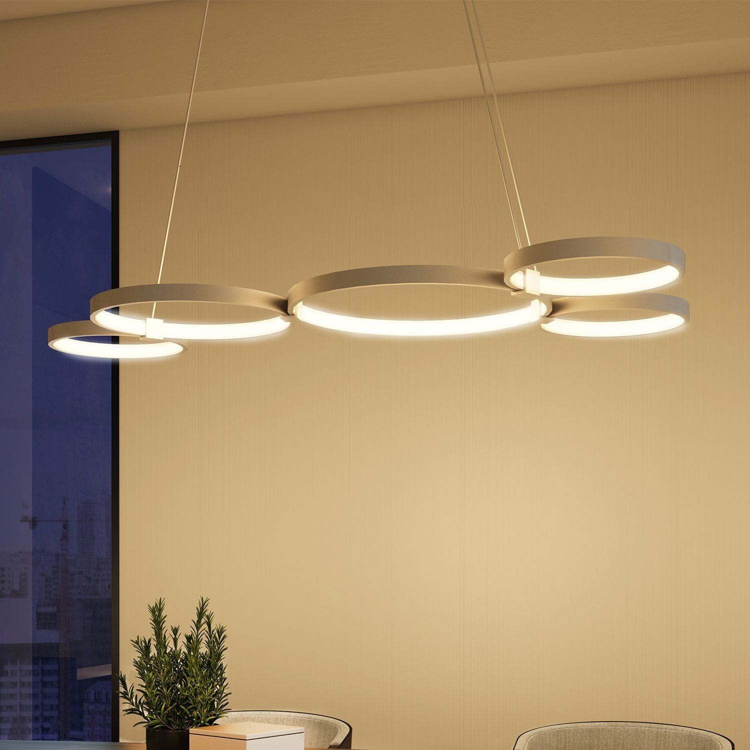 VONN Capella 50 VMC32410AL Silver Multi-Ring LED Chandelier - Modern Crystal Ceiling Light Fixture for Dining Room, Living Room & Bedroom Lighting