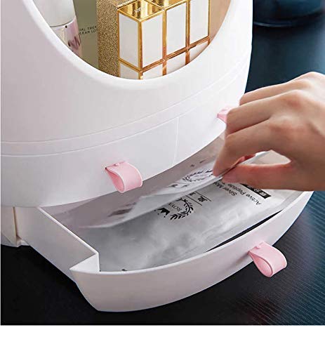 MYHEART Makeup Organizer - Rotating Mirror Cosmetic Storage Box for Jewelry & Makeup | Vanity Dresser Organizer with Desktop Mirror | Perfect for Bathroom Countertop, Bedroom Dresser & Travel Makeup Case
