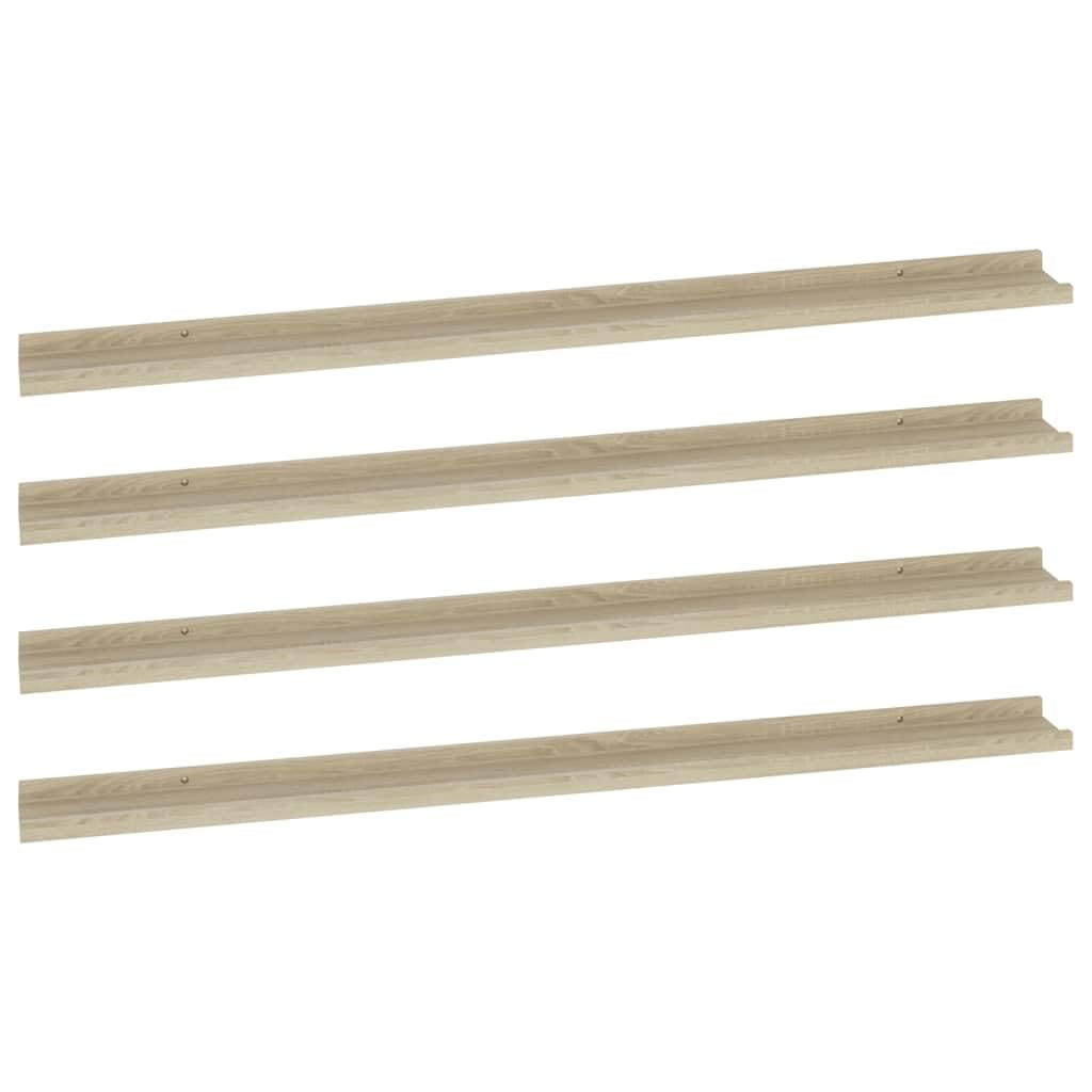 vidaXL Modern Wall Shelves Set of 4 - Sturdy MDF Floating Shelves in Sonoma Oak Finish - Easy to Assemble - Perfect for Home Office, Living Room & Bedroom Storage - Space-Saving Wall Decor & Organization Solution