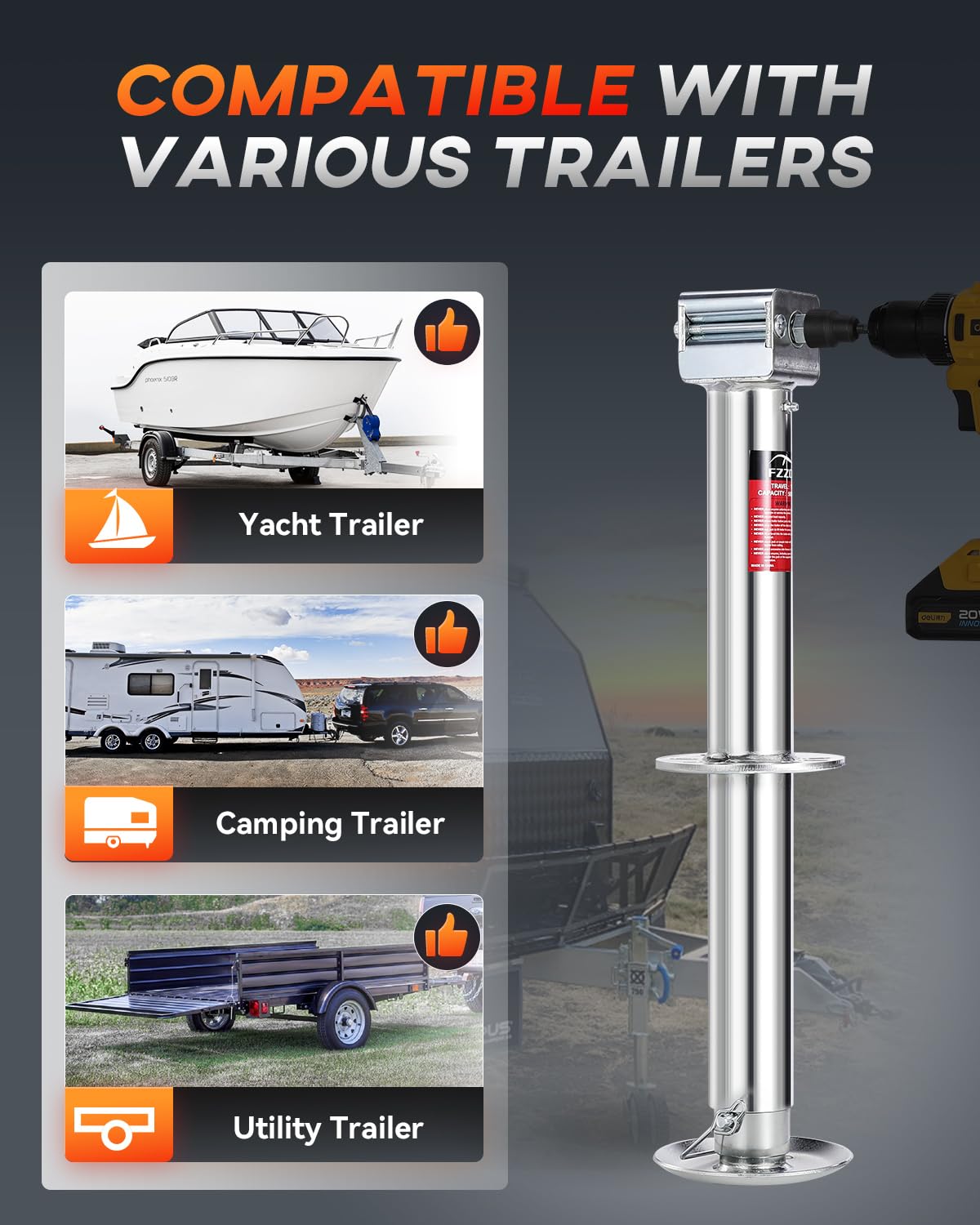 5000 lbs Heavy Duty A-Frame Trailer Jack with 23