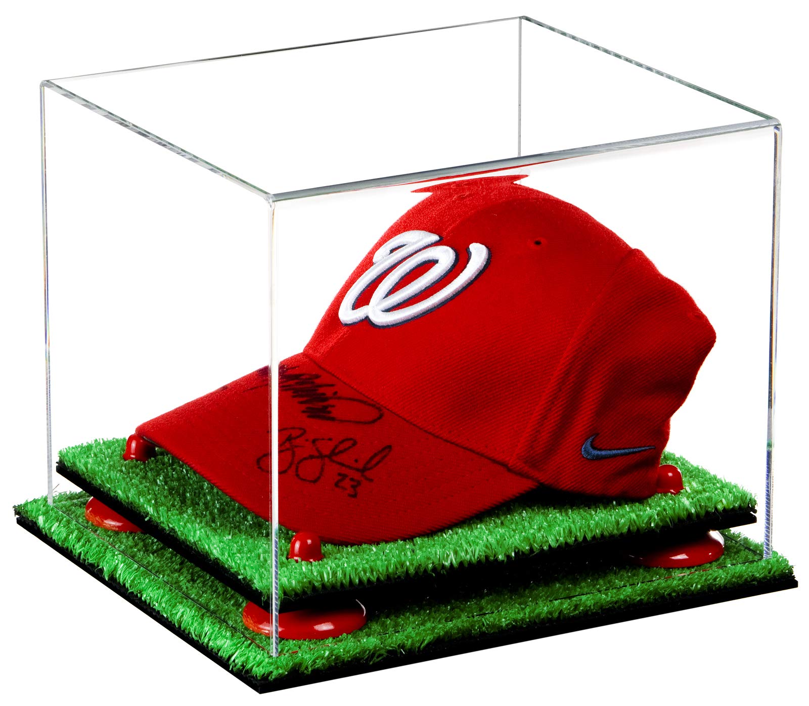 Clear Acrylic Display Case with Turntable & Grass Base - Perfect for Collectibles, Jewelry & Miniature Showcase - Home Decor & Retail Display
