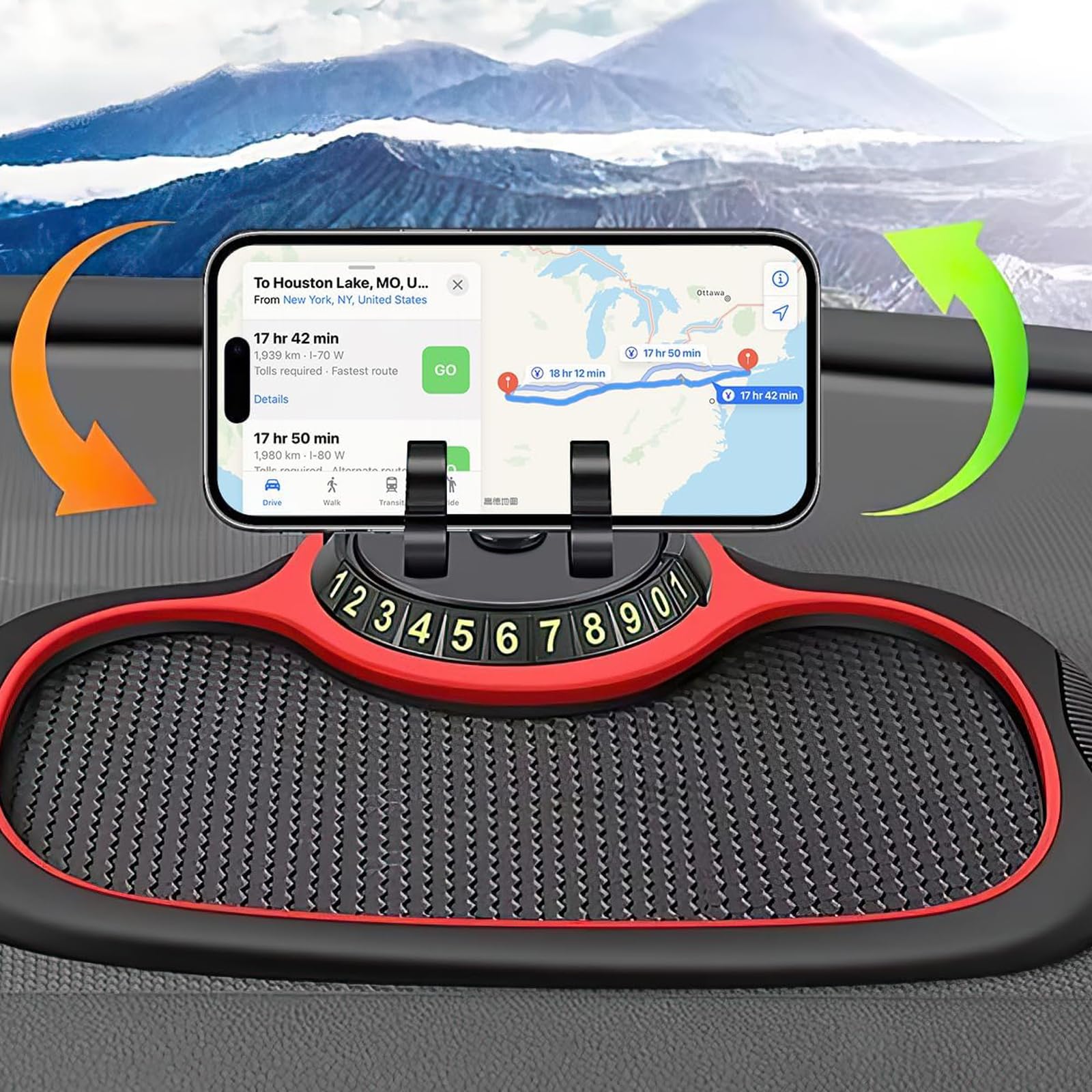 Universal Anti-Slip Car Dashboard Mat with Phone Holder - Non-Slip Organizer for Smartphones, Keys & Gadgets | Perfect for Road Trips, Commuting & Daily Driving