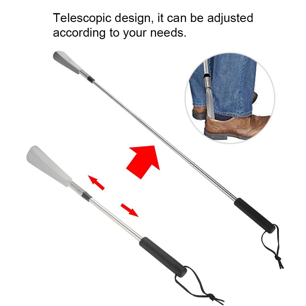 Long Handle Stainless Steel Shoe Horn - Collapsible & Durable Shoehorn for Elderly, Back Pain & Pregnancy - Perfect for Easy Dressing & Mobility Assistance