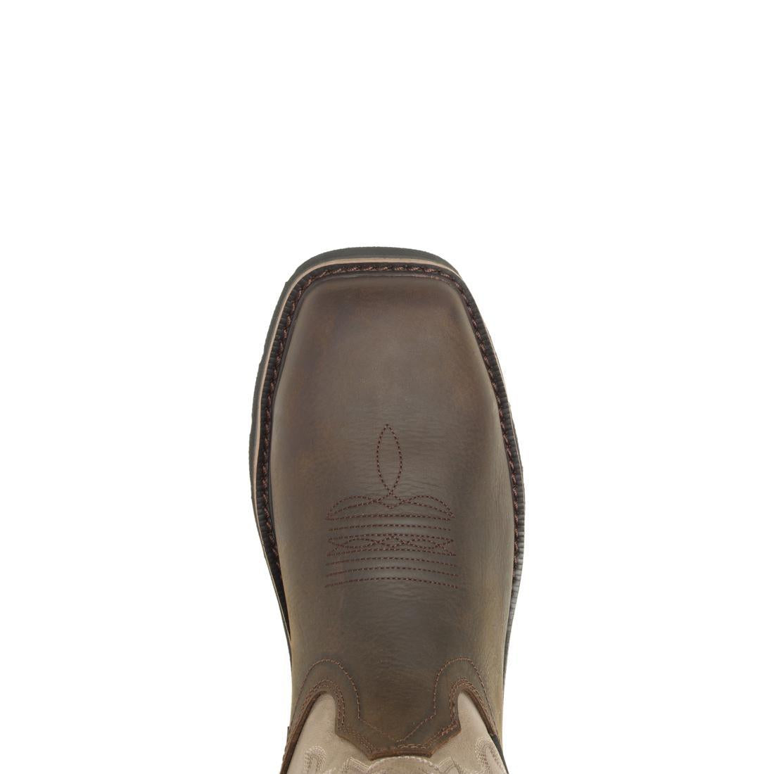 Rancher Dark Taupe Steel Toe Waterproof Pull-On Wellington Work Boots - Durable Safety Footwear for Construction, Farming & Outdoor Work