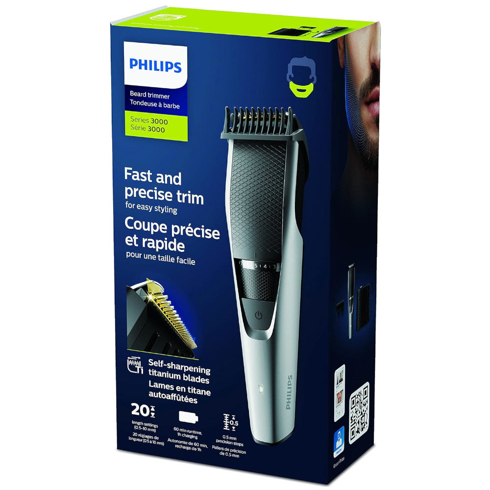 PHILIPS BT3222/14 Series 3000 Beard Trimmer for Men - Professional Cordless Mustache & Facial Hair Grooming Kit - Perfect for Home, Travel & Daily Grooming Routine