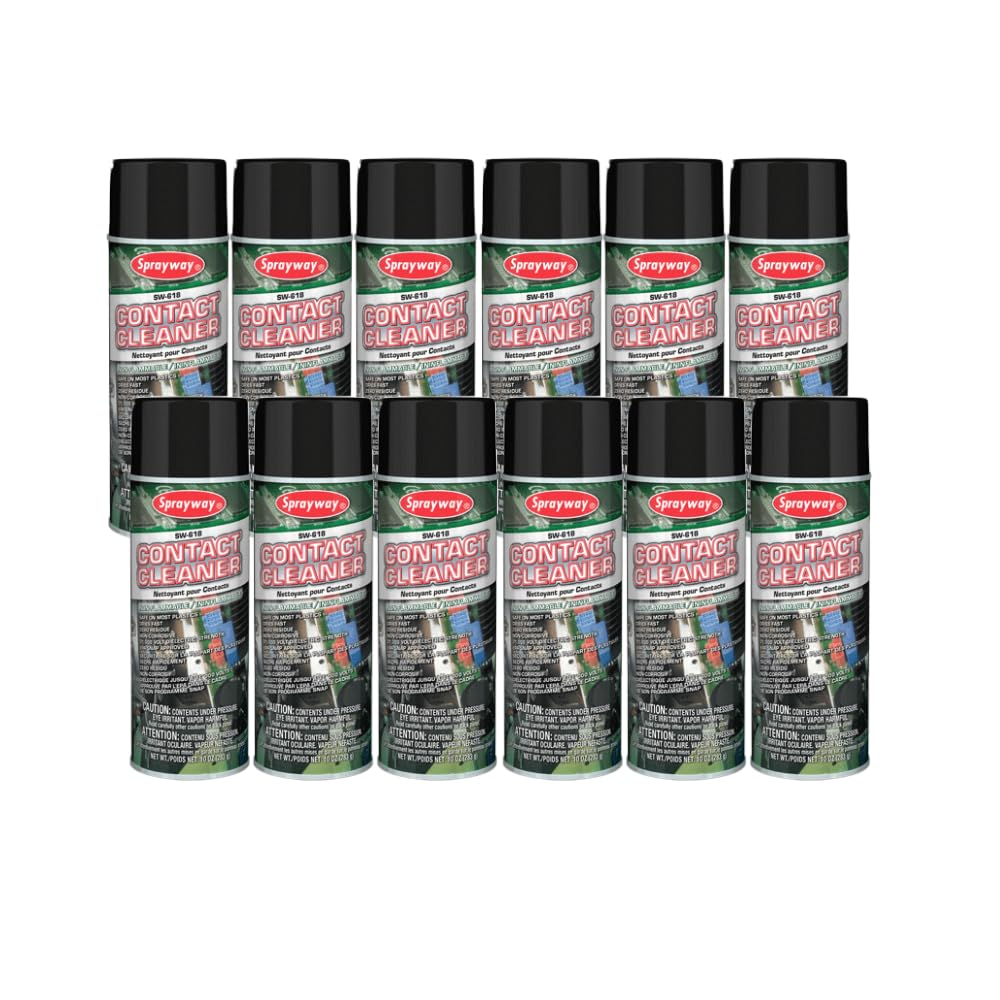 Sprayway Non-Flammable Contact Cleaner - 12 Pack (16 oz Cans) | Safe for Electronics, Automotive & Industrial Use | Fast-Drying Electrical Component Cleaner