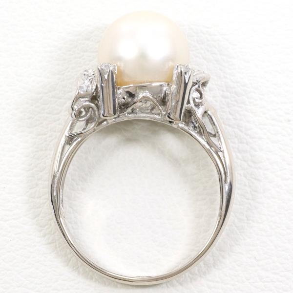 18K White Gold Pearl Diamond Ring for Women - Elegant Bridal, Anniversary, Engagement Jewelry Gift