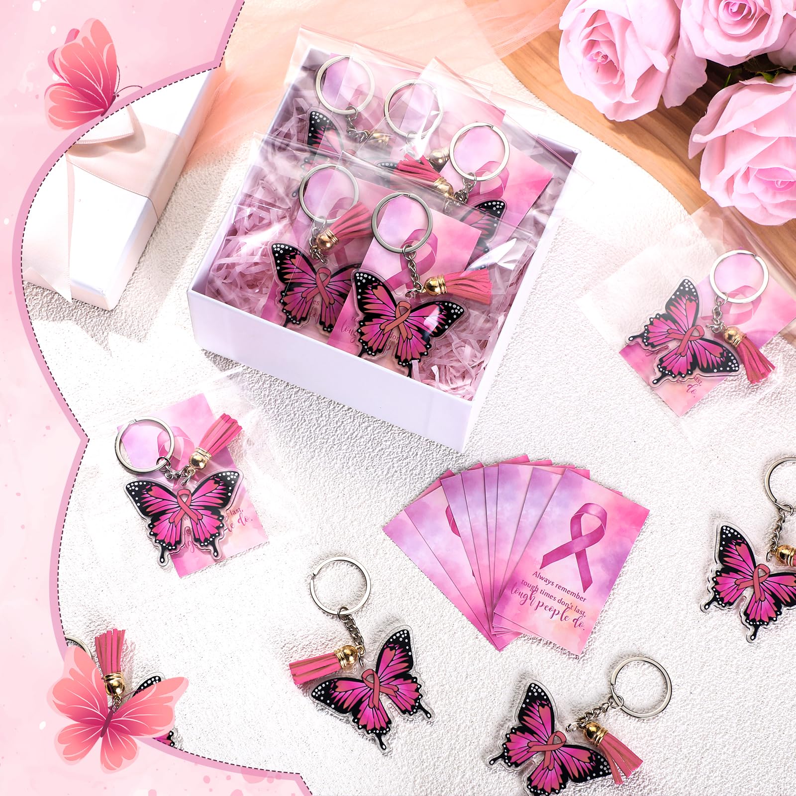 Butterfly Cancer Awareness Keychain - Inspirational Ribbon Gift for Women Survivors - Perfect for Support, Fundraising & Everyday Encouragement