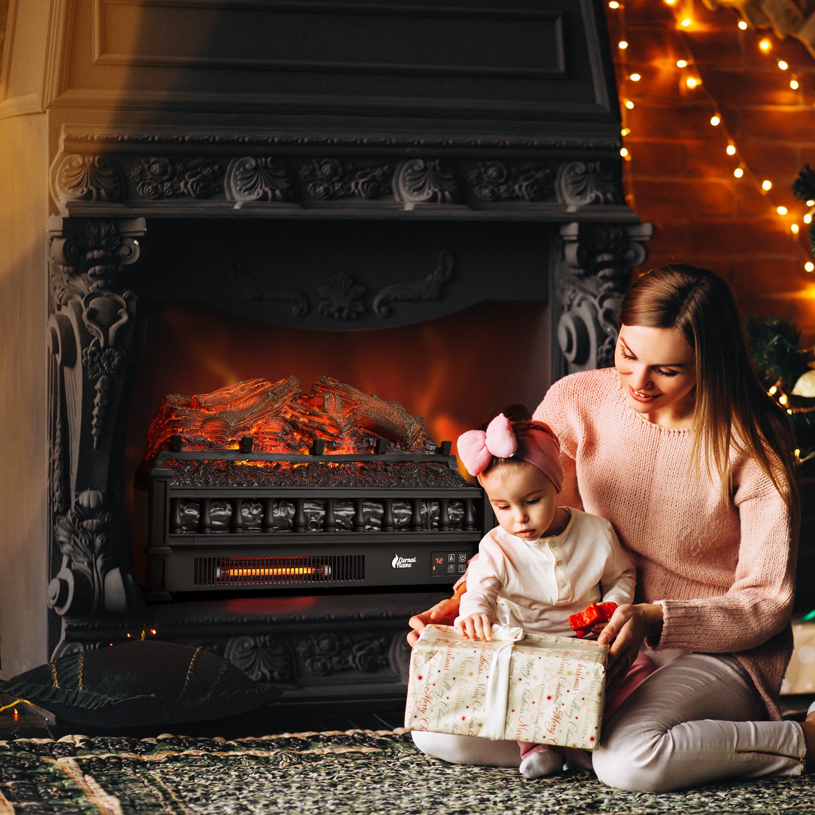 Eternal Flame EF23 LG Electric Fireplace Logs Set - Realistic Wood Burning Effect for Home & Office Heating - Perfect for Living Rooms, Bedrooms, and Winter Decor