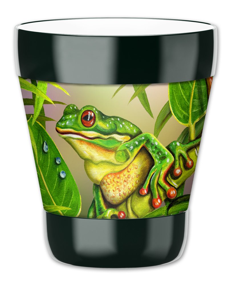 12oz Insulated Lowball Tumbler with Removable Wetsuit Cover - Leakproof Drinking Cup for Coffee, Cocktails & Iced Beverages - Perfect for Home, Office & Outdoor Use - Red Eyed Frog Design