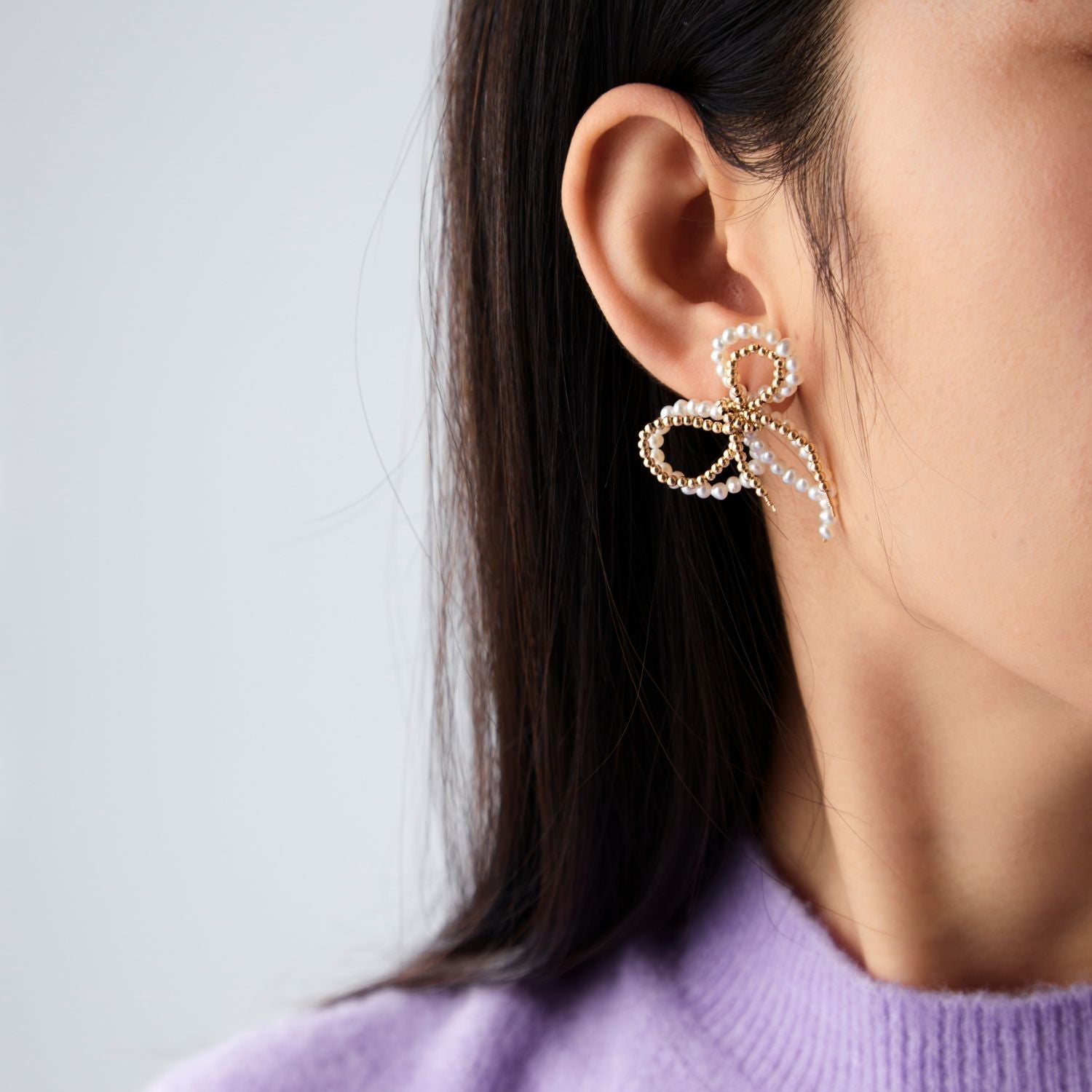 COCOKIM Starry Series Bow Pearl Stud Earrings for Women - Elegant Fashion Jewelry Gift for Birthday, Anniversary & Special Occasions