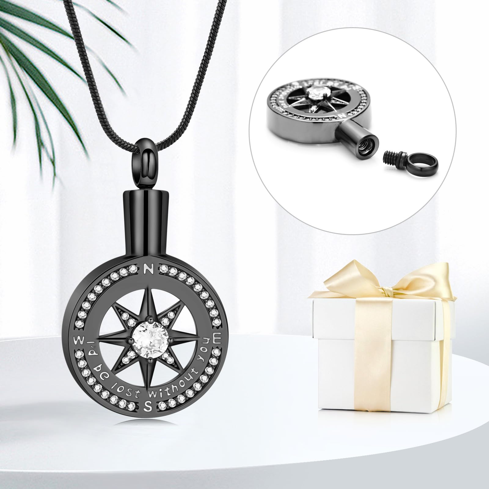 Compass Cremation Jewelry Pendant - Memorial Keepsake Urn Necklace for Ashes - Personalized Memorial Jewelry for Loved Ones | Perfect for Remembrance, Grieving & Honoring Special Memories