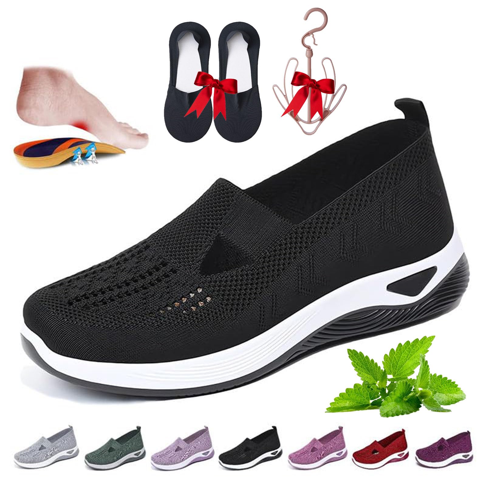 Women's Orthopedic Breathable Soft Slip-On Shoes with Arch Support - Comfortable Woven Design for Daily Walking, Work & Casual Wear