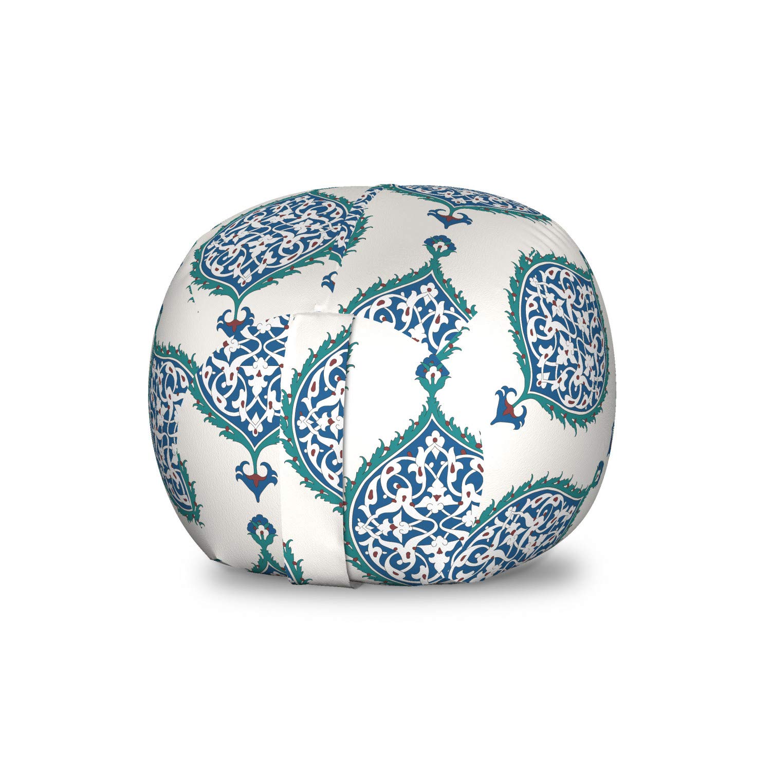 Ambesonne Turkish Pattern Toy Storage Bag Chair - Washable Stuffed Animal Organizer with Eastern Cultural Leaf Design, Small Multicolor - Perfect for Kids' Room, Nursery, or Playroom Organization