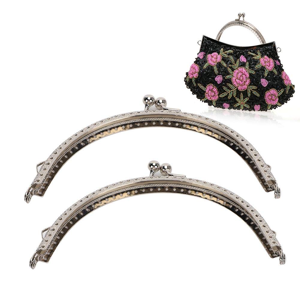 GLOGLOW 2-Pack Silver Metal Semicircular Purse Frame with Kiss Clasp Lock - 15cm/5.9in DIY Sewing Bag Handle for Handbags, Clutches & Tote Bags - Perfect for Crafting, Fashion Accessories & Gift Making