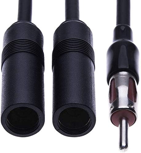 Universal Car Radio DIN Aerial Y Splitter by Keple | Diversity Male to Female Antenna Extension Lead (1.5ft) for GPS Navigation & FM/AM Radio Reception | Perfect for Car Audio Systems & Aftermarket Installations