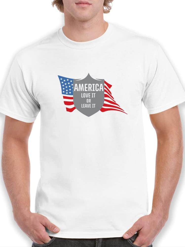 Patriotic 'Love It Or Leave It' American Flag Graphic Men's T-Shirt - Comfortable Cotton Tee for Casual Wear, Fourth of July & Political Events