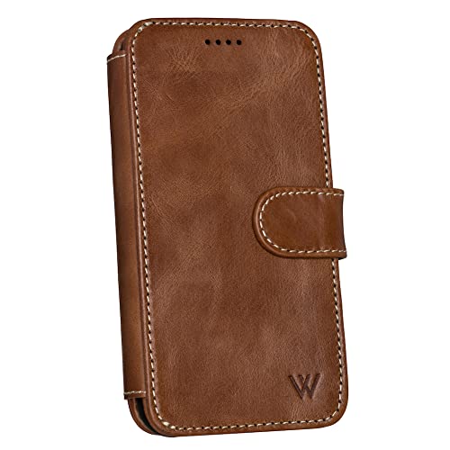 Premium Genuine Leather iPhone 13 Wallet Case with Detachable Magnetic Cover | MagSafe & Wireless Charging Compatible | Slim RFID Blocking Card Holder | Perfect for Work, Travel & Everyday Use (Brown, iPhone 13)