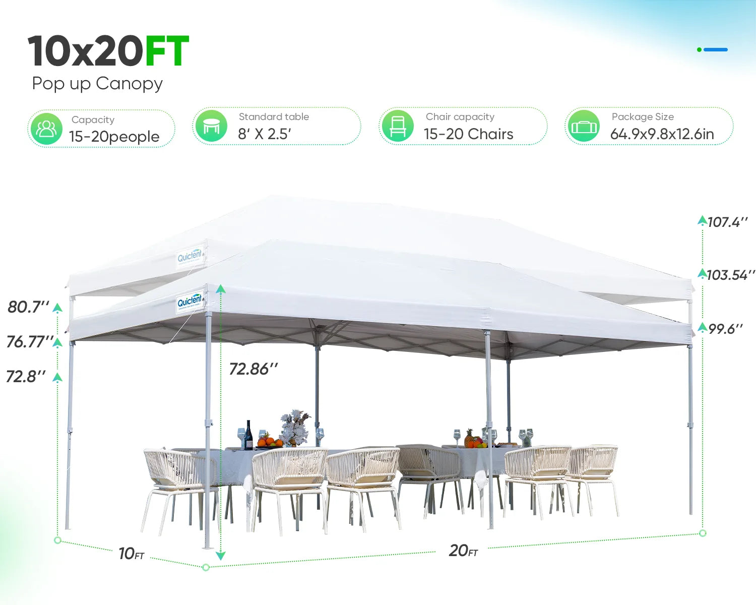 10' x 20' Pop Up Canopy Tent with Removable Side Walls - Waterproof Outdoor Shelter for Parties, Camping & Beach Events