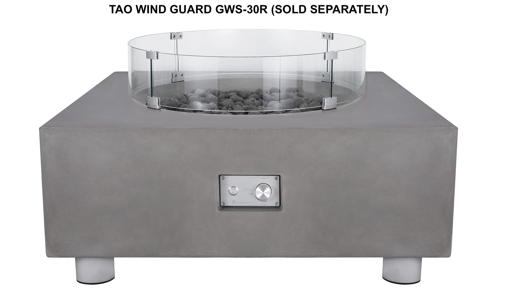 Pyromania 30-Inch Round Glass Wind Guard for Outdoor Fire Pit Tables - Perfect for Patio, Deck, and Backyard Gatherings