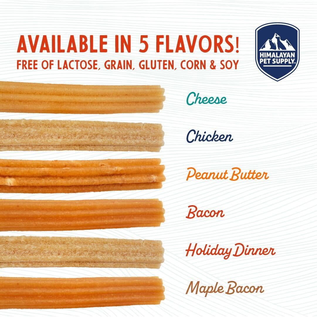 Yaky CHURRO Himalaya Cheese Dog Treats - Lactose Free, Gluten Free, Grain Free, Made in USA - All Natural Chews for Small, Medium & Large Breeds - 4 Cheese Flavored CHURROs per Pouch - Perfect for Training Rewards & Dental Health