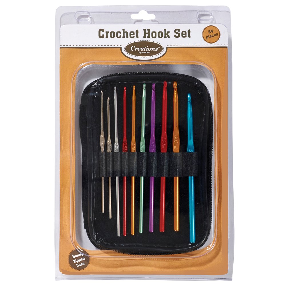 24-Piece Crochet Hook Set with Case - Ergonomic Knitting Needles for Beginners & Experts (Multi-Color) - Perfect for DIY Yarn Crafts, Amigurumi, Blankets & Scarves
