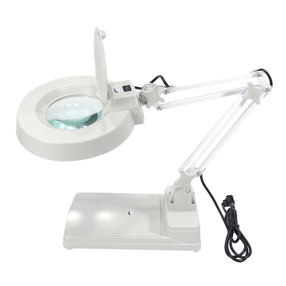 TOPCHANCES 110V 20X Magnifying Glass with LED Light - Adjustable Clip-On Desk Lamp for PCB Repair, Jewelry Making, Reading & Crafts | Foldable Optical Magnifier for Hobbyists & Professionals