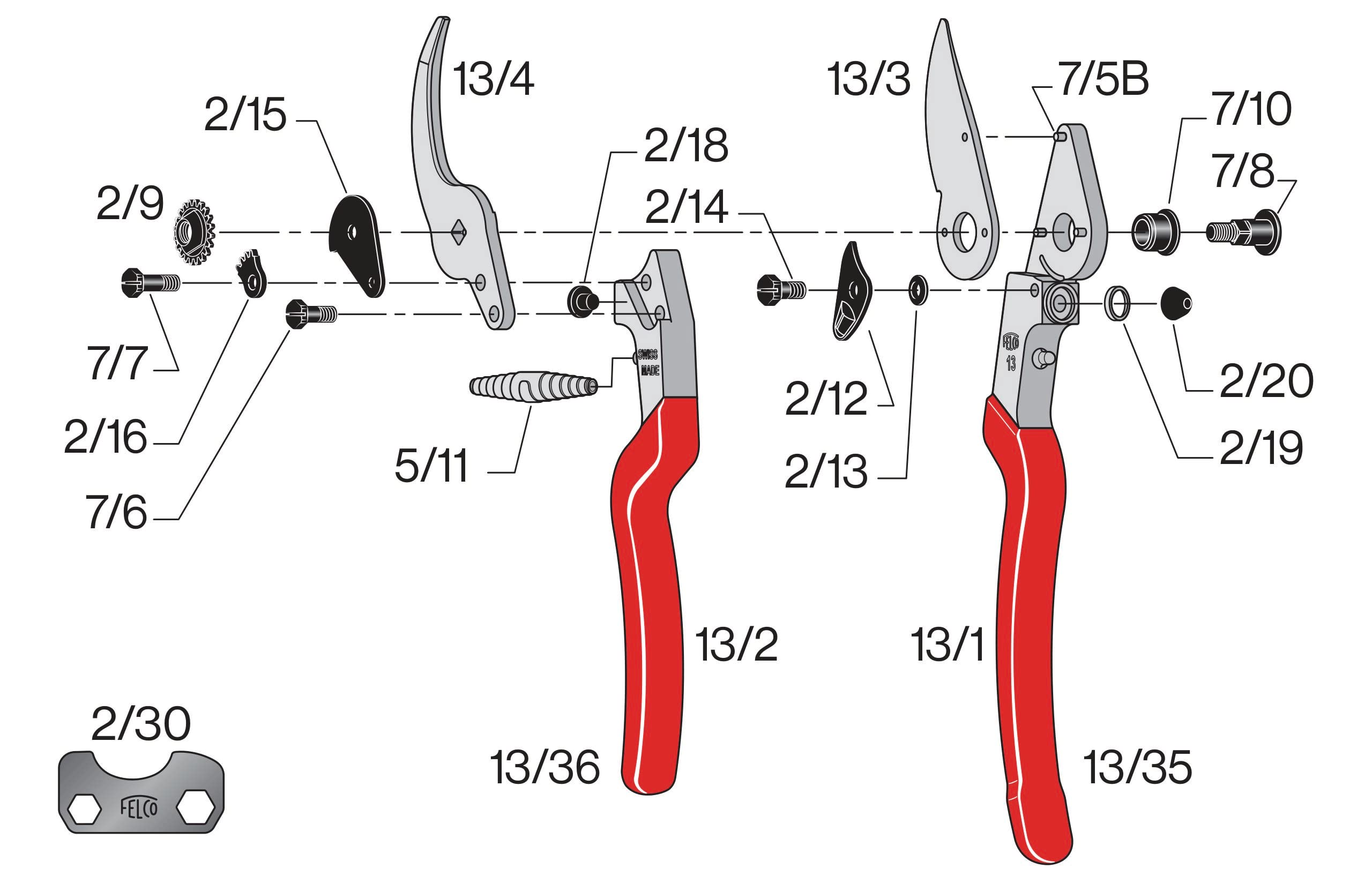Felco F-13 Professional Pruning Shears - Swiss-Made High-Performance Garden Pruners with Steel Blades for One-Hand or Two-Hand Use | Ideal for Gardening, Landscaping, and Tree Trimming