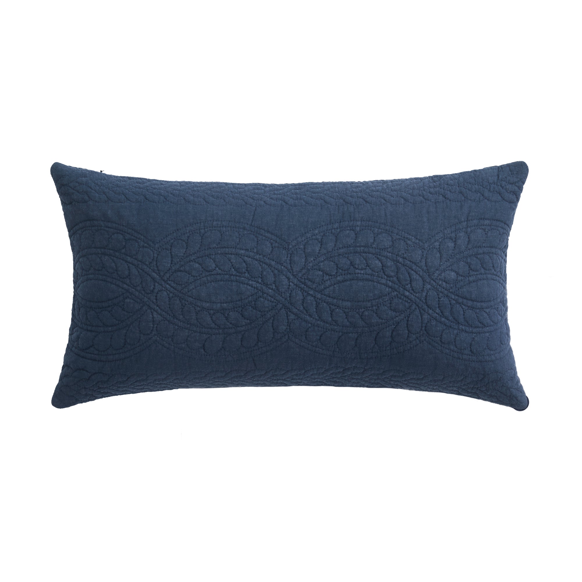 Navy Blue Rectangular Decorative Throw Pillow Cover - Soft Linen Fabric for Sofa, Bed, Couch & Home Decor